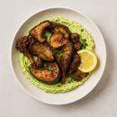 Chummus with spicy eggplant